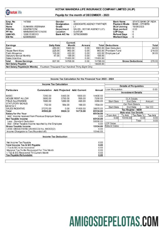 Imprimível Modelo de recibo de pagamento da Kotak Life Insurance Company em formatos Word e PDF.pdf, 1